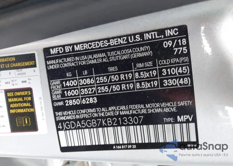 2019 Mercedes-Benz Gle 400 4Matic from USA, damaged, VIN 4JGDA5GB7KB213307